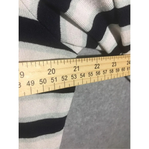 Womens T by Talbots Sweater Navy Blue White Striped Keyhole Back Scoop Neck - Picture 4 of 6